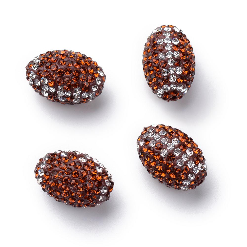 Football Handmade Polymer Clay Rhinestone Beads,