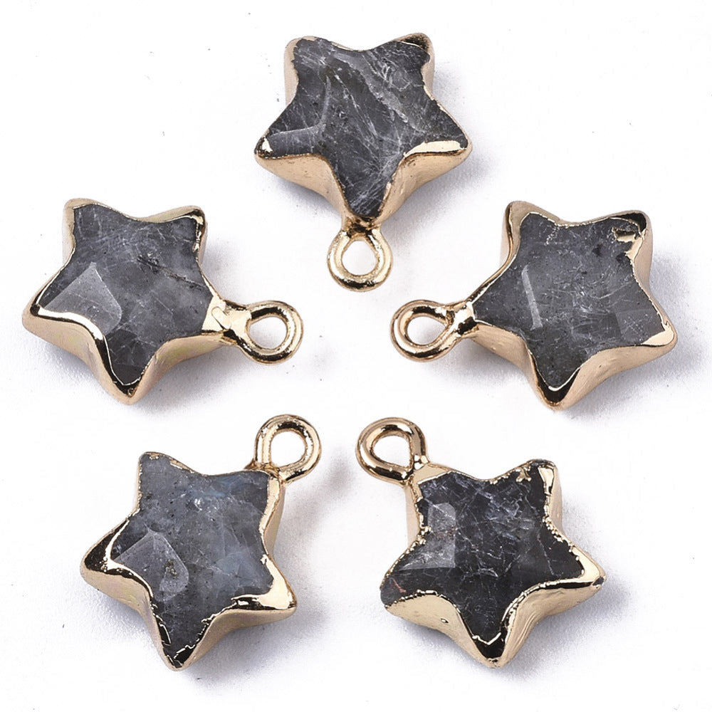 Natural Faceted Gemstone Star Pendants with gold edge Asst Gemstone