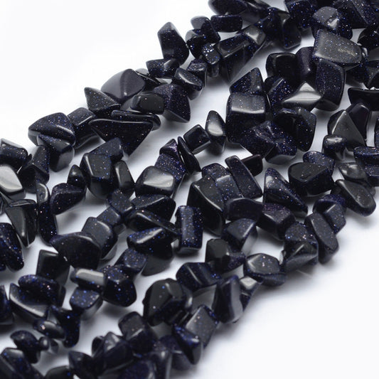 Blue Goldstone Chip Beads