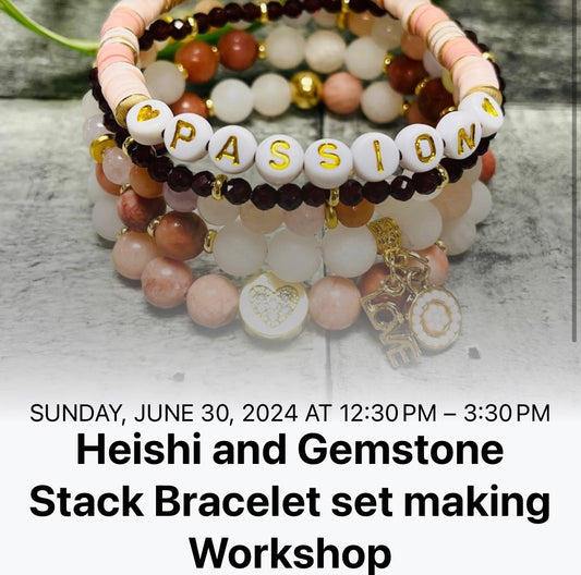 Heishi and Gemstone Stack Set Bracelet making Workshop
