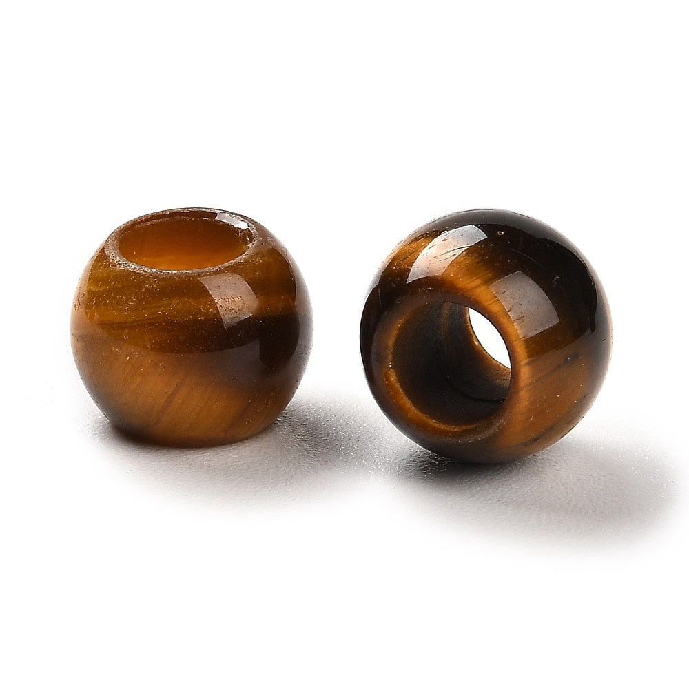 Natural Tiger Eye European Beads, Large Hole Beads, Round, 12x11mm