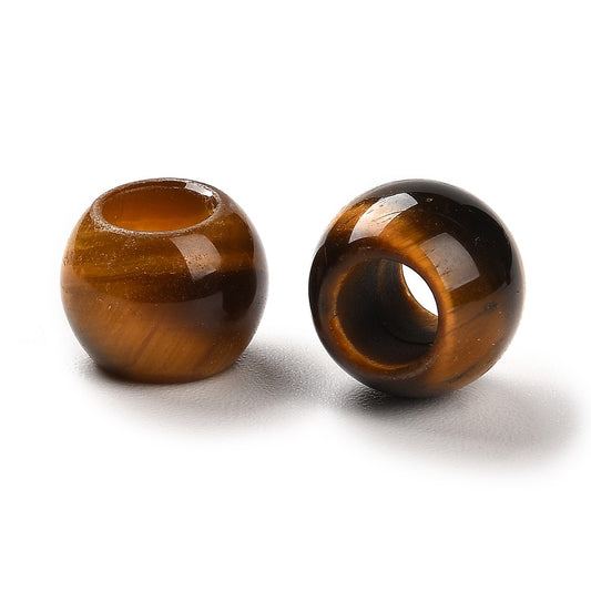 Natural Tiger Eye European Beads, Large Hole Beads, Round, 12x11mm
