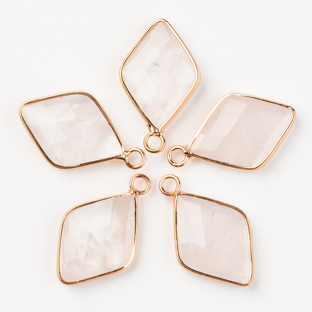 Natural Quartz Crystal Pendants 2 pack Clear Quartz & Rose Quartz