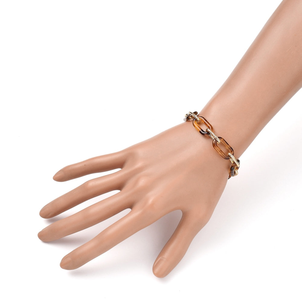 Mixed Color Acrylic & Aluminum Paperclip Chain Bracelet – Stainless Steel Toggle Clasp, 7-3/4 inch (19.8cm) The Pink Bead Shop