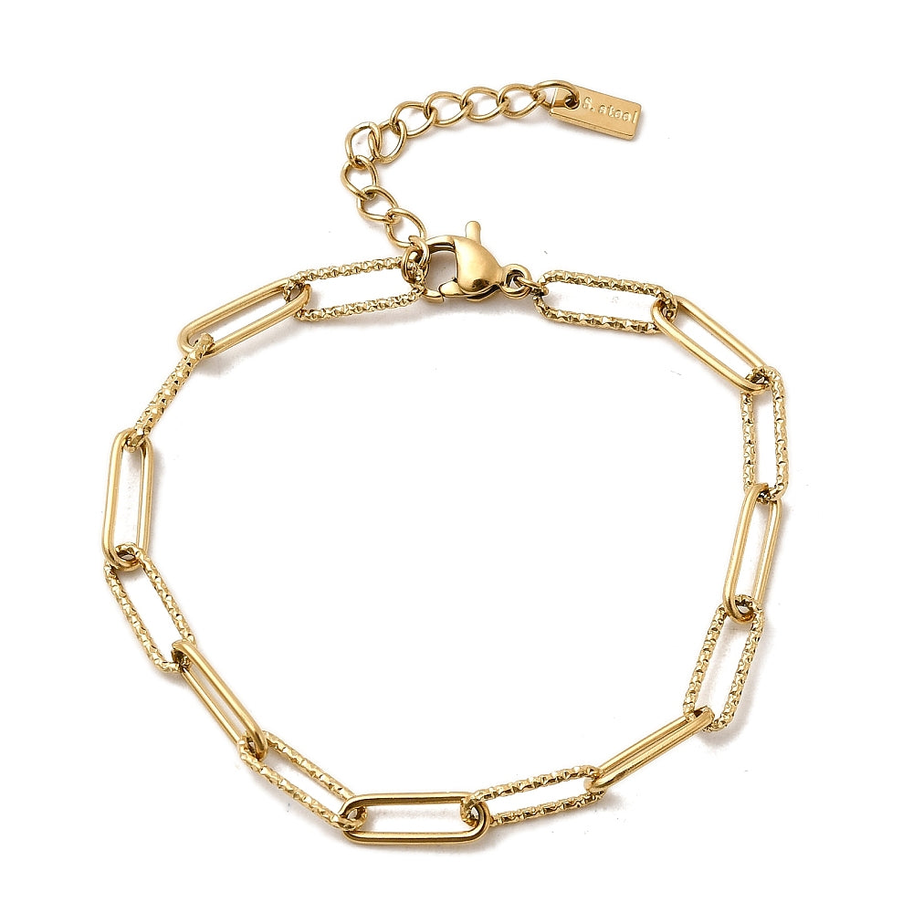 304 Stainless Steel Paperclip Chain Bracelet – Real 18K Gold Plated | The Pink Bead Shop Canada