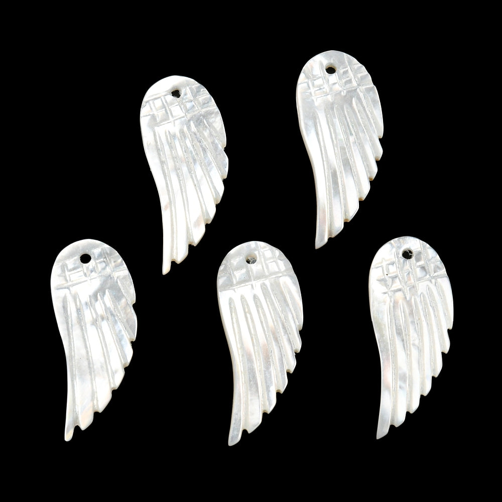 Natural White Shell Angel Wing Charms 25x10mm 2 Pack | The Pink Bead Shop Canada