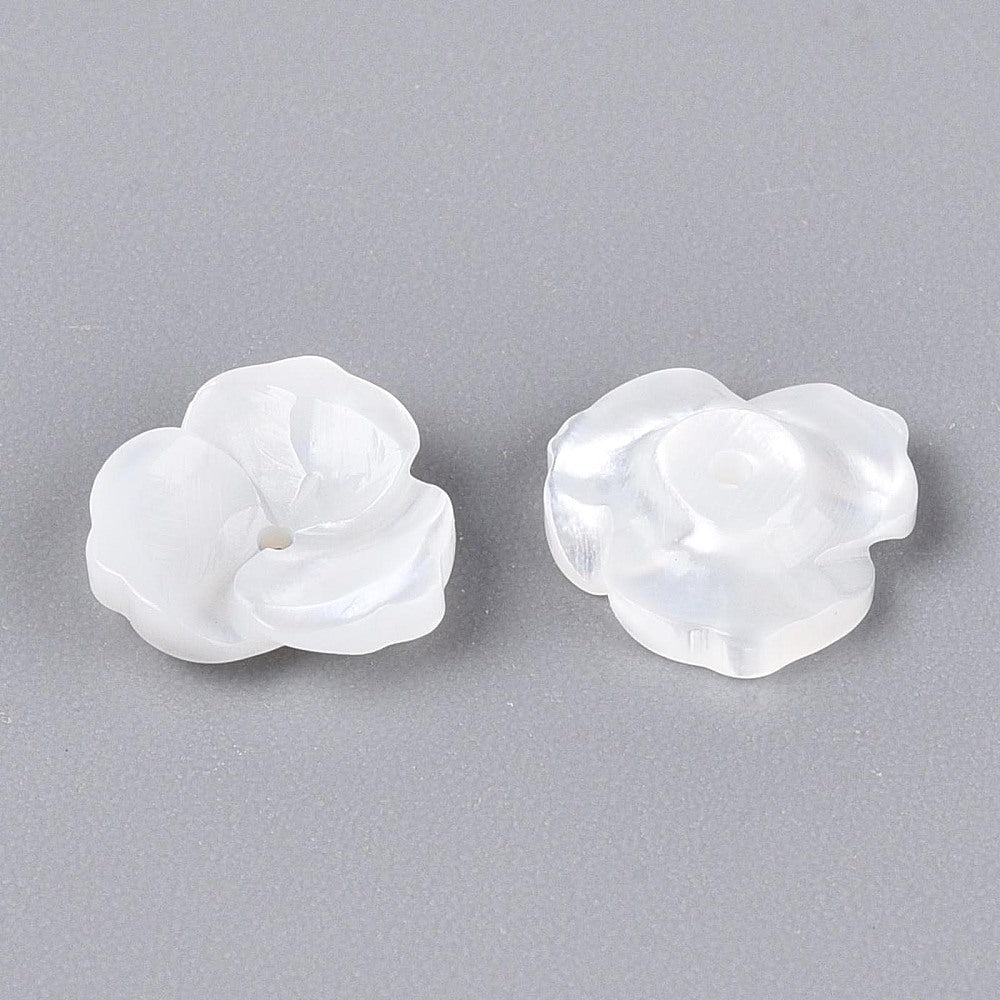 Natural White Shell Flower Beads 10mm – 2Pack (Canada) | The Pink Bead Shop