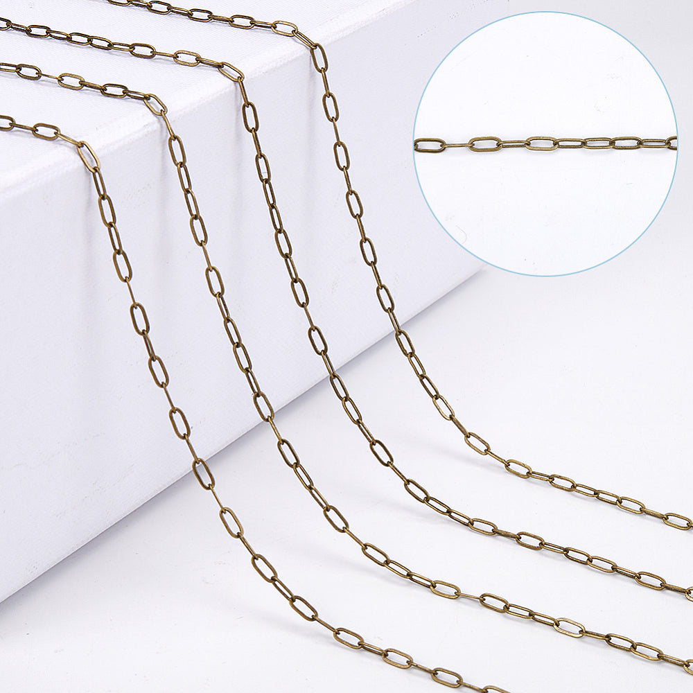 Antique Bronze Paperclip Brass Chain by the Metre | The Pink Bead Shop Canada