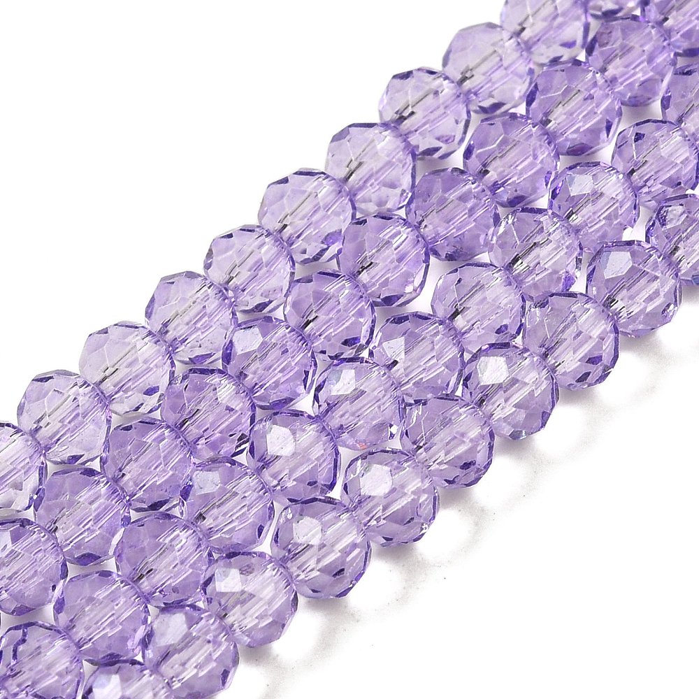 Faceted Rondelle Glass Beads – Blue Violet 4x3.5mm (Transparent) | The Pink Bead Shop Canada