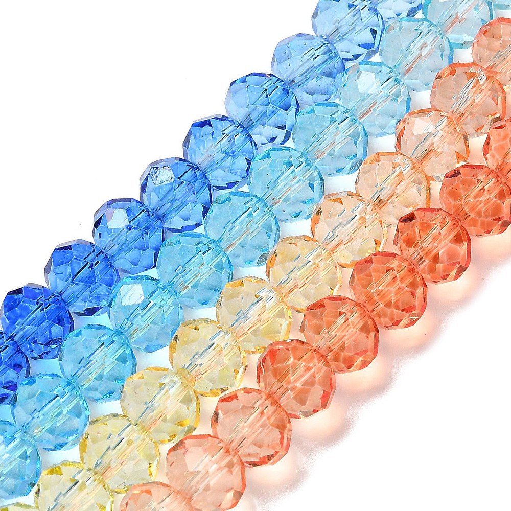 Colourful Faceted Baking Paint Glass Rondelle Beads 8x6.5mm | The Pink Bead Shop Canada