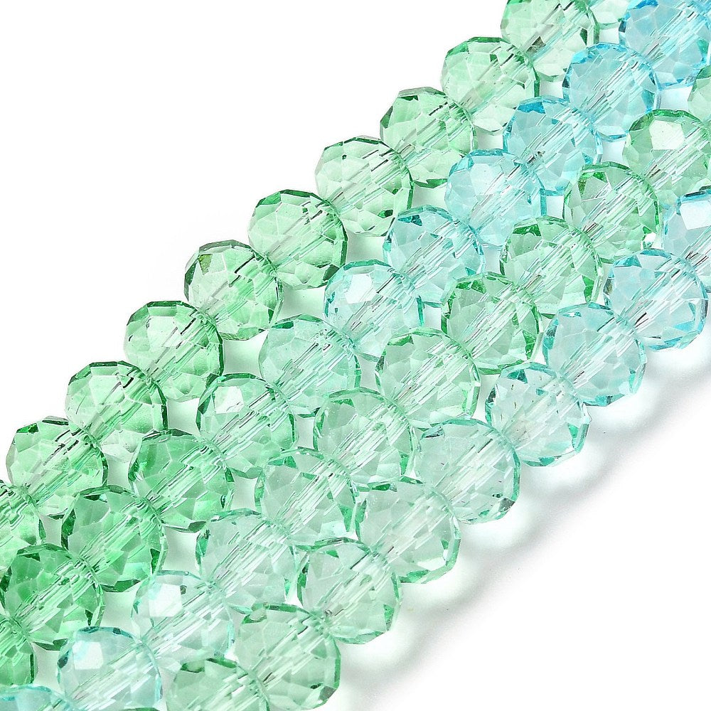 Transparent Painted Glass Faceted Rondelle Beads 8x6.5mm | The Pink Bead Shop Canada