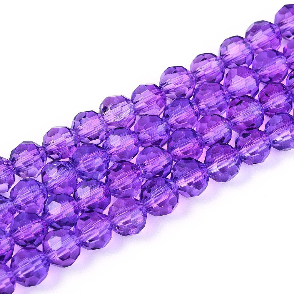 Faceted Glass Beads – Dark Violet 6mm (Transparent, 32 Facet) | The Pink Bead Shop Canada