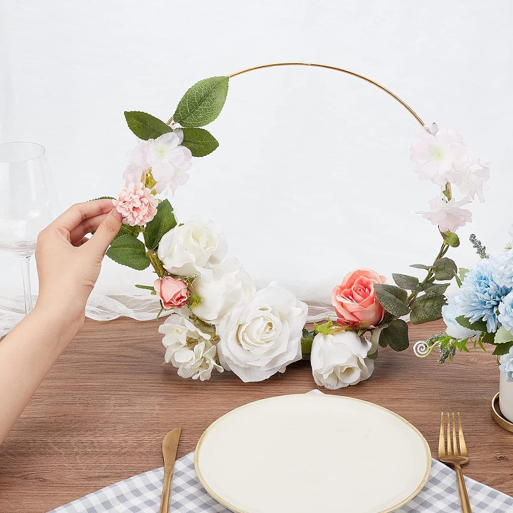 Metal Hoop & Wood Base Display Kit – 30cm | Wreath & Suncatcher Stand | The Pink Bead Shop Canada