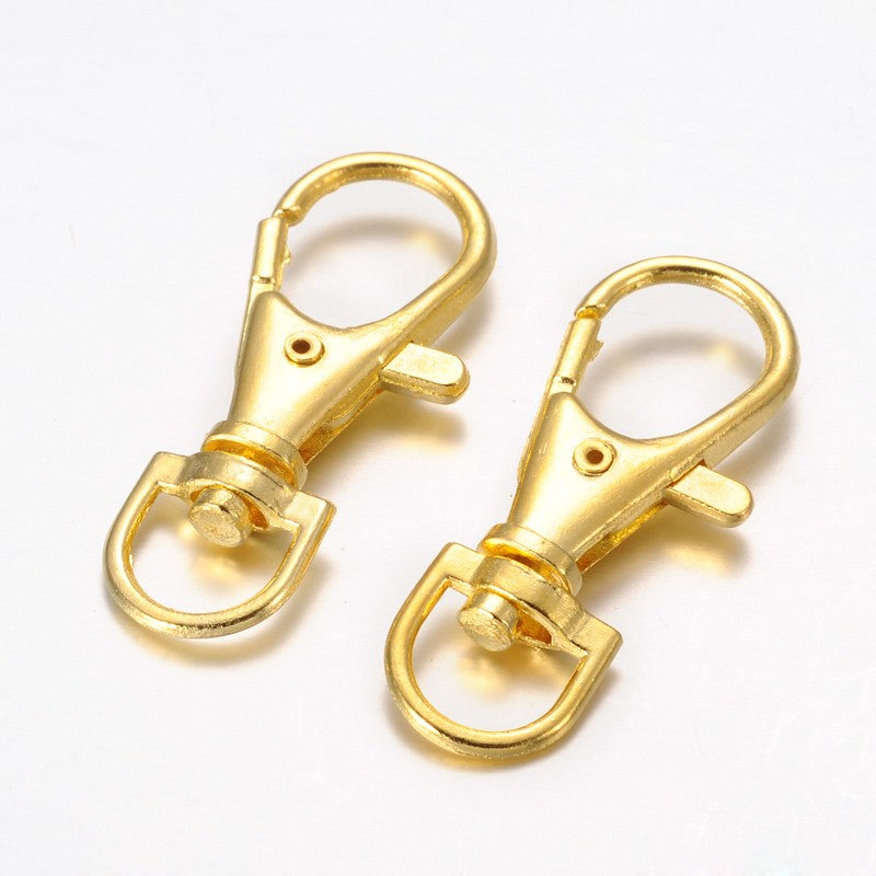 Gold Swivel Lobster Claw Clasps – 35mm – Pack of 5 | The Pink Bead Shop Canada