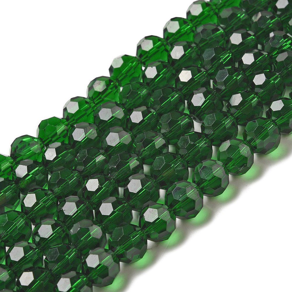 10mm Dark Green Faceted Glass Beads – 32 Facets | The Pink Bead Shop Canada