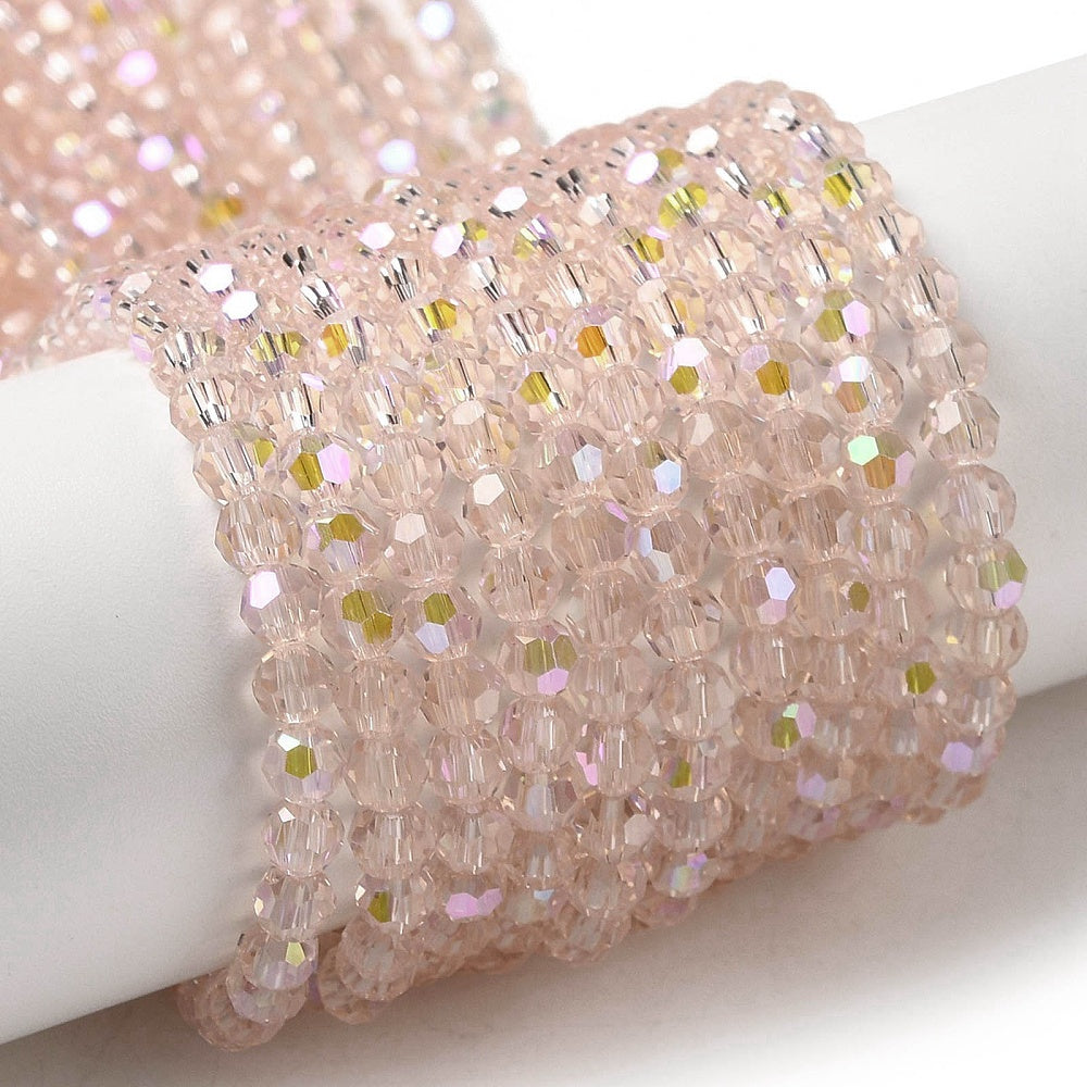 Electroplated Transparent Glass Beads – Pink 4mm The Pink Bead Shop