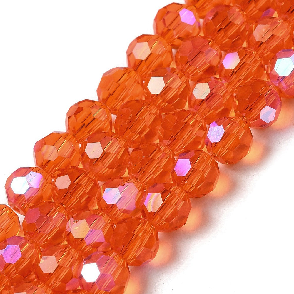 Electroplate Transparent Faceted Glass Beads – Orange, 6mm The Pink Bead Shop
