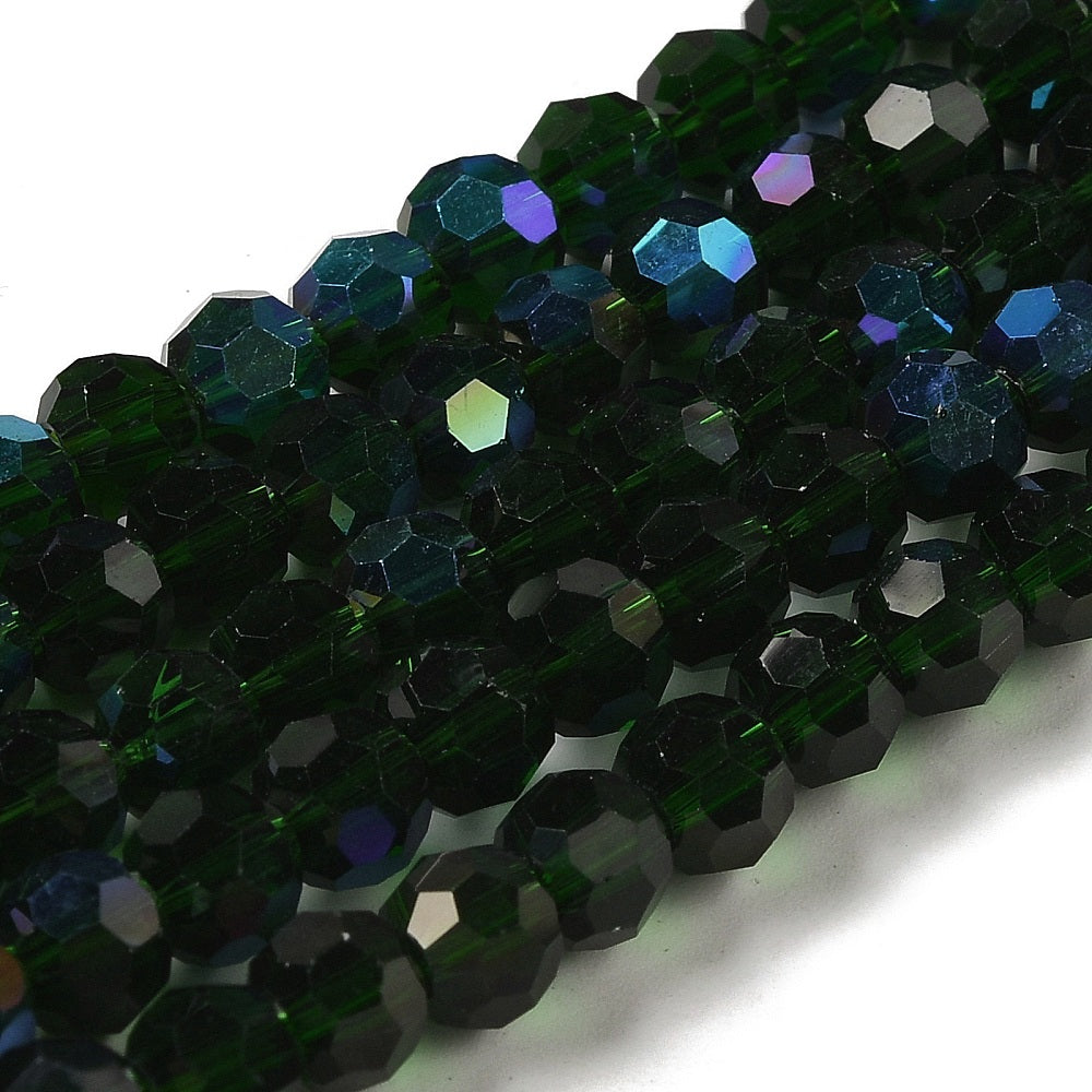 Electroplate Transparent Glass Beads – Dark Green, 6mm The Pink Bead Shop