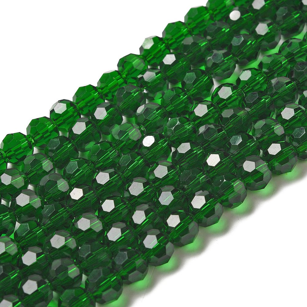 Dark Green Faceted Glass Beads 8mm | The Pink Bead Shop Canada