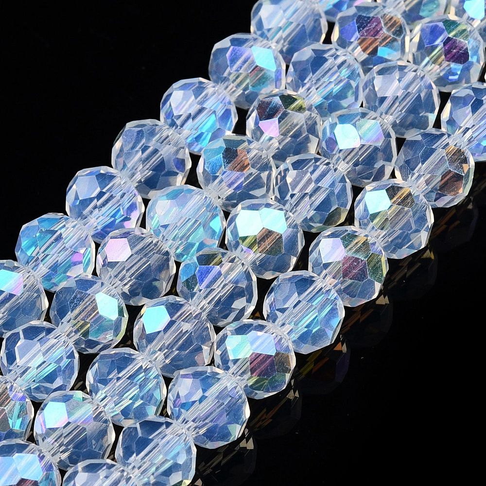 Clear AB Faceted Rondelle Glass Beads – 6mm | The Pink Bead Shop Canada