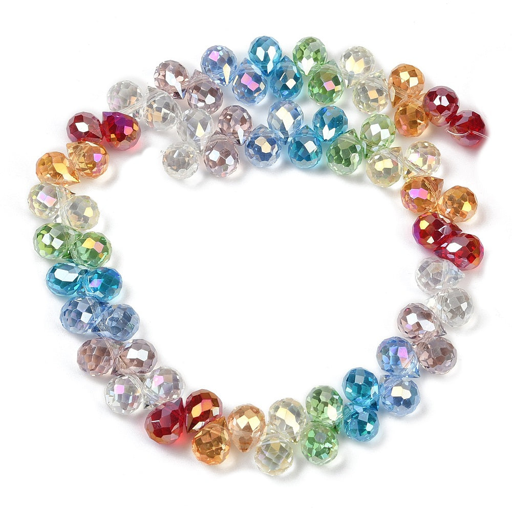 8x6mm Electroplated Gradient Teardrop Glass Beads – Mixed Colours | The Pink Bead Shop Canada