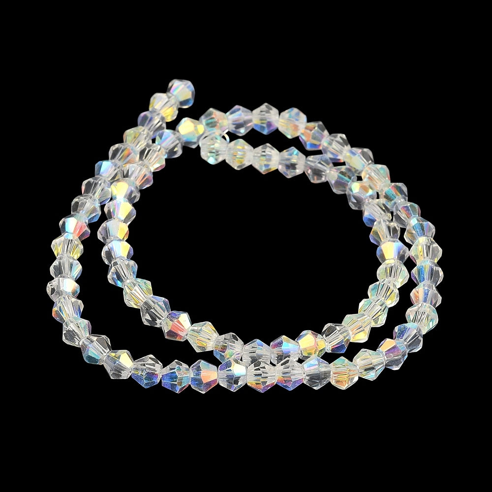 4.5mm Clear AB Faceted Bicone Glass Beads – Strand | The Pink Bead Shop Canada