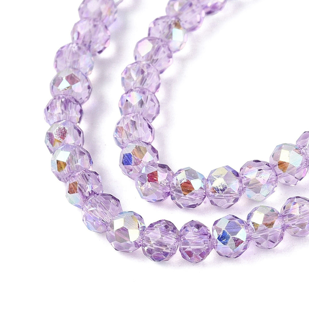 Plum AB Faceted Glass Rondelle Beads 3x2.5mm Hole 0.6mm-0.7mm| The Pink Bead Shop Canada
