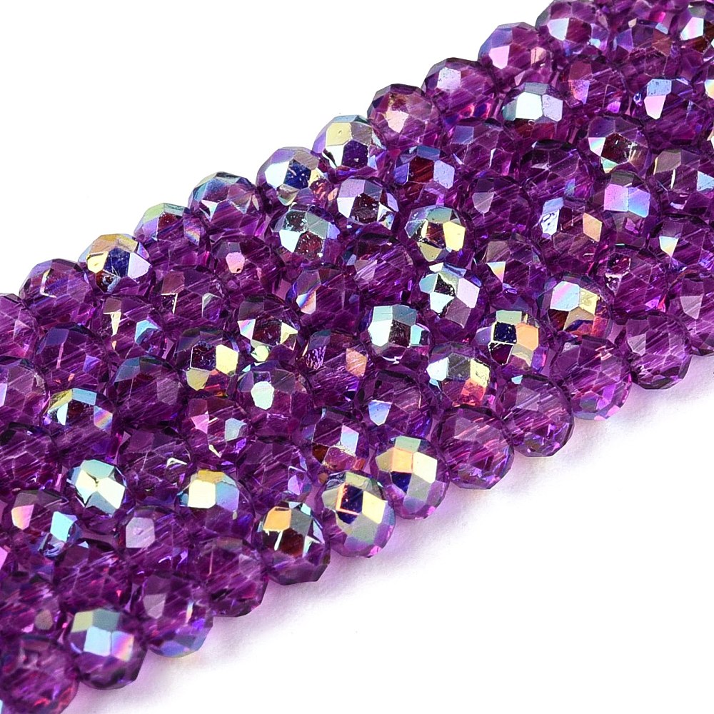 Purple AB Faceted Glass Rondelle Beads 3x2.5mm Hole 0.6mm-0.7mm | The Pink Bead Shop Canada