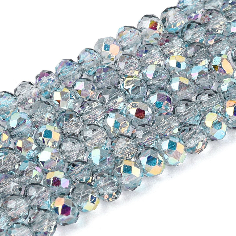 Light Steel Blue AB Faceted Glass Rondelle Beads 3x2.5mm 0.6-0.7mm hole | The Pink Bead Shop Canada
