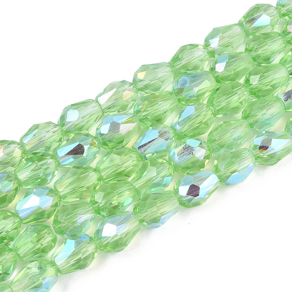 Light Green AB Teardrop Glass Beads – Faceted Electroplated | The Pink Bead Shop Canada