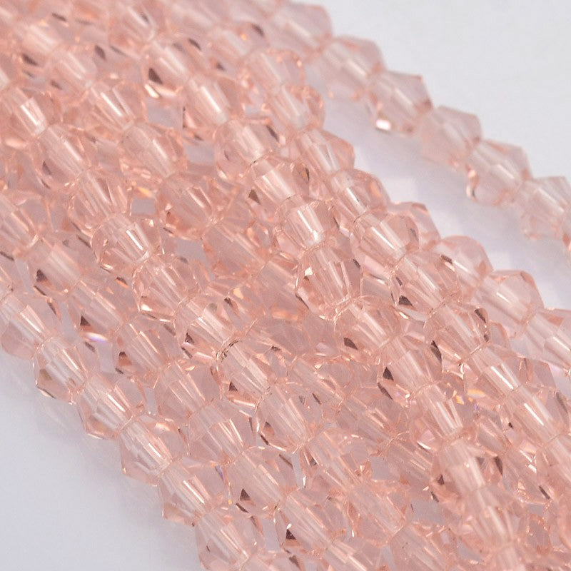 4x4mm Pink Faceted Bicone Glass Beads | The Pink Bead Shop Canada