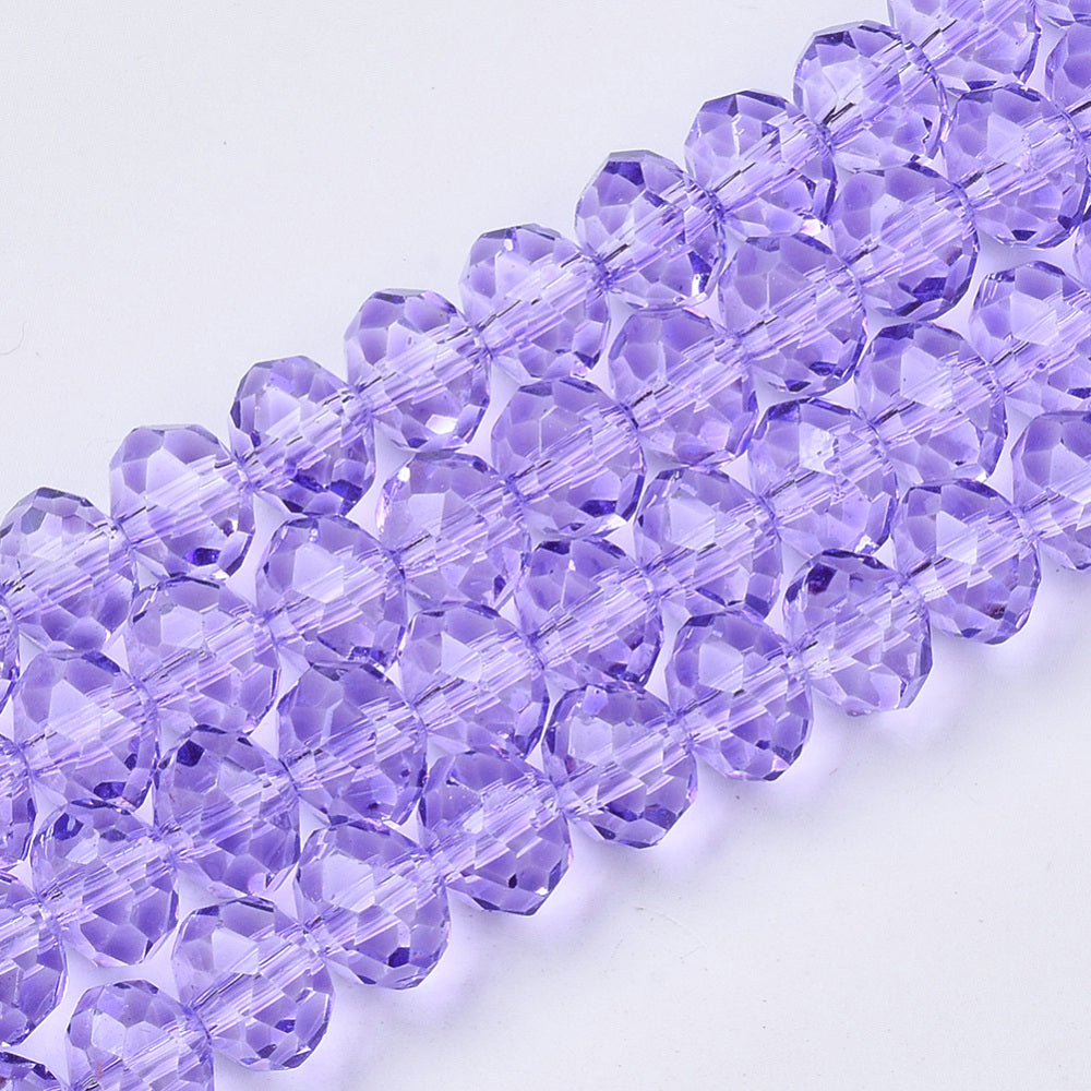 Lilac Faceted Rondelle Glass Beads (Baking Paint Finish) 6x4.5mm & 8x6mm | The Pink Bead Shop Canada