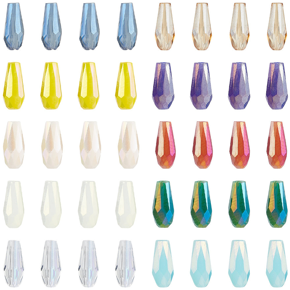 Rainbow Teardrop Glass Beads Set – Faceted Electroplated Mix (200pcs) | The Pink Bead Shop Canada