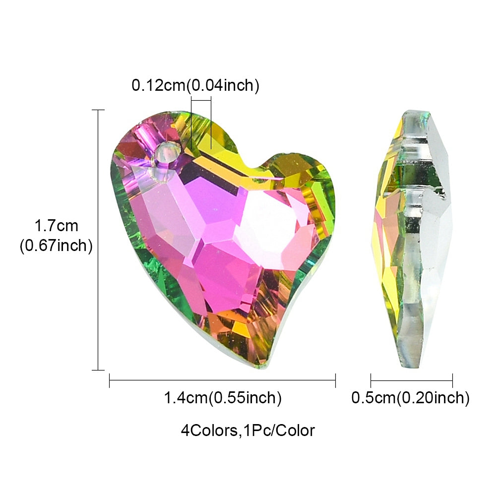 Electroplated Heart Glass Pendants 4 Pack | Faceted Heart Charms | The Pink Bead Shop Canada