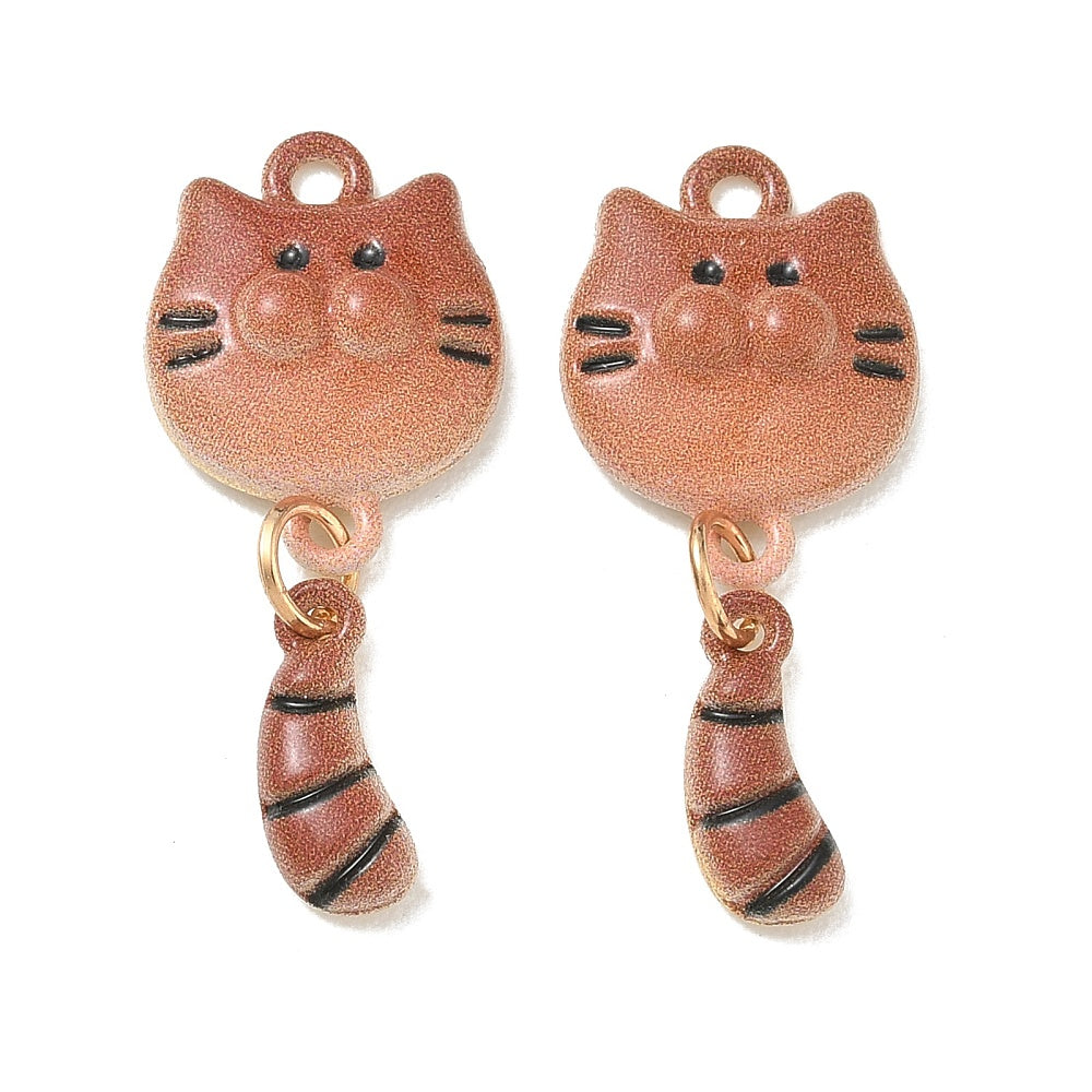 Enamel Cat Charms – Mixed Colours | 2 Pack | Cute Dangle Cat Pendants | The Pink Bead Shop Canada
