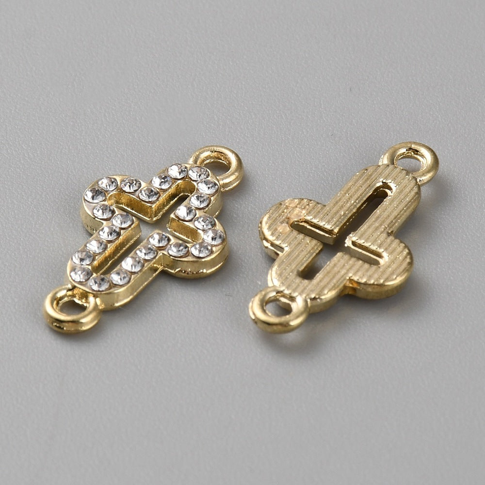 Crystal Cross Connector Charm Gold 19.5x10.5mm 2 Pack | The Pink Bead Shop Canada