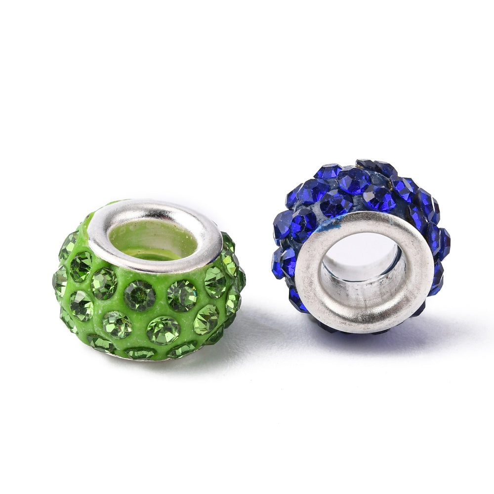 Bulk Mixed Colour Rhinestone Large Hole Beads – 11–12mm | The Pink Bead Shop Canada