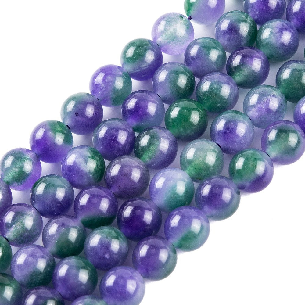 Malaysia Jade Beads – Dyed Slate Blue Round Gemstone Bead Strand (8mm) The Pink Bead Shop