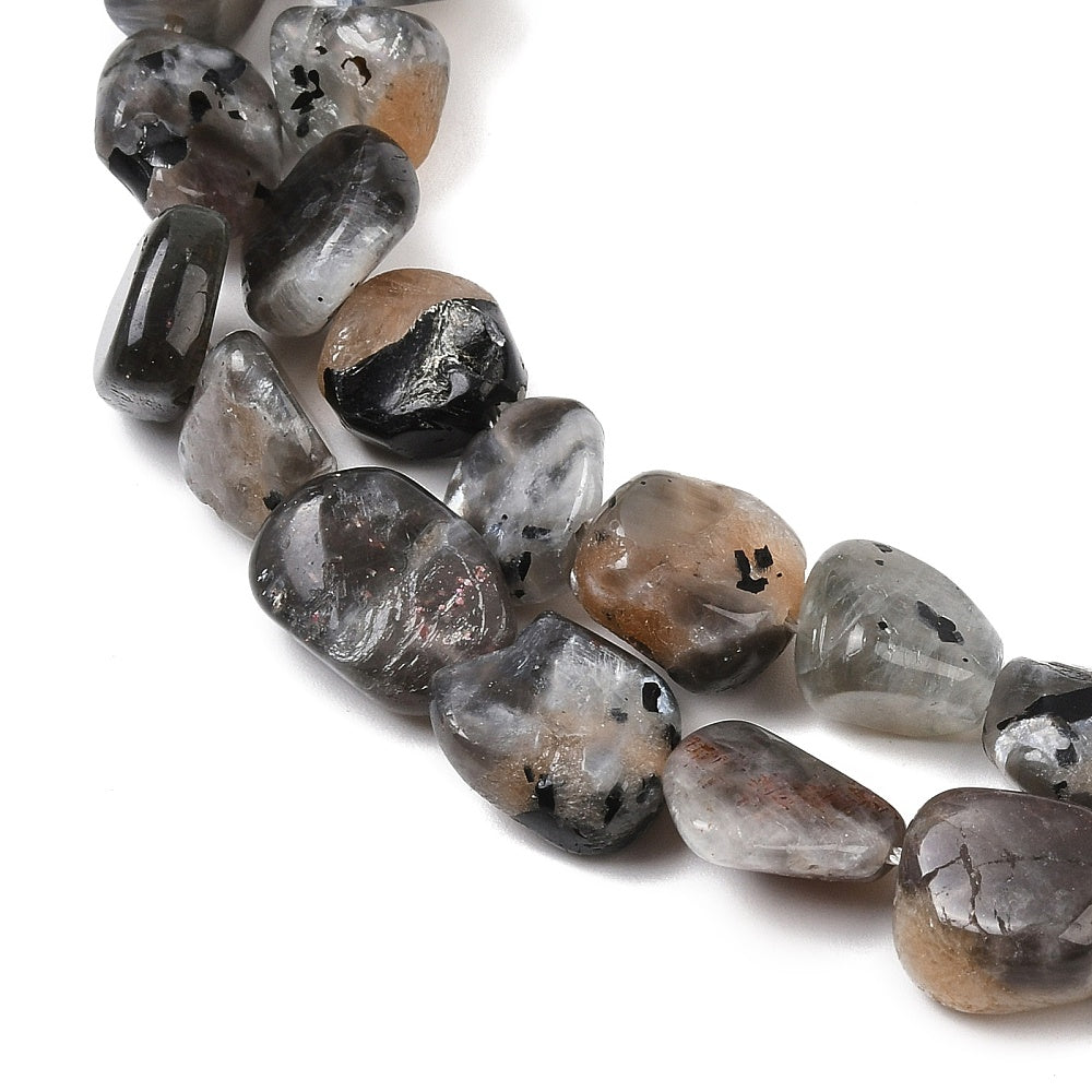 Moonstone Natural Beads – Nuggets 10–14×10–12×4–7mm (Approx. 36–43pcs/Strand) The Pink Bead Shop