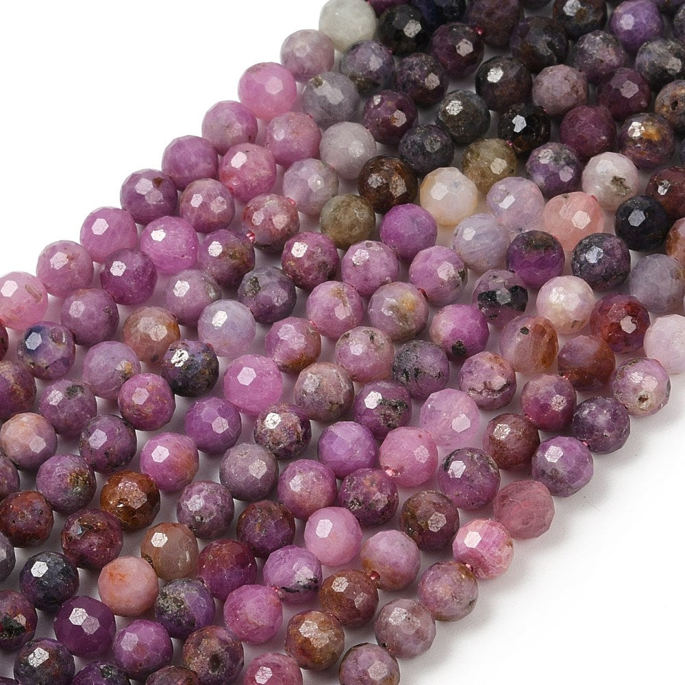 Ruby Natural Gemstone Beads 5mm Faceted Round | The Pink Bead Shop Canada