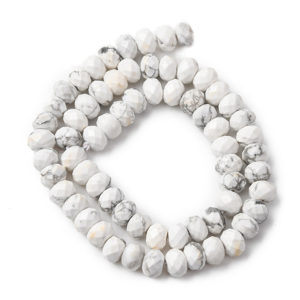 Howlite Faceted Rondelle Beads – 8mm | The Pink Bead Shop Canada