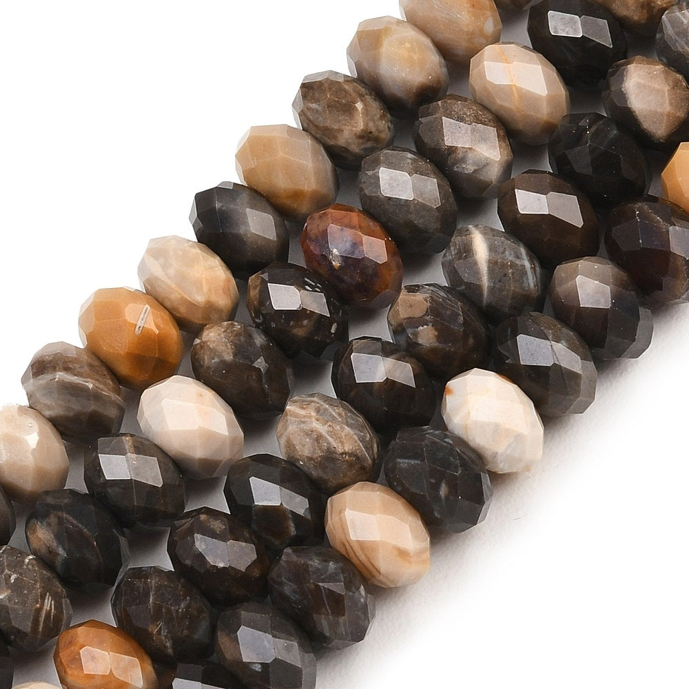 Black Agate Faceted Rondelle Beads 8–8.5mm | The Pink Bead Shop Canada