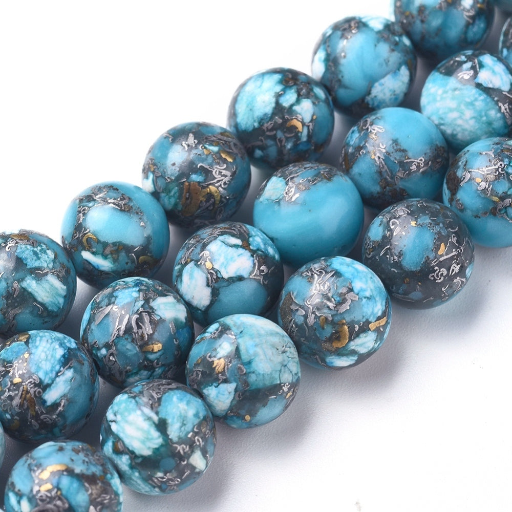 Silver Line Turquoise Beads – 8–8.5mm Round The Pink Bead Shop