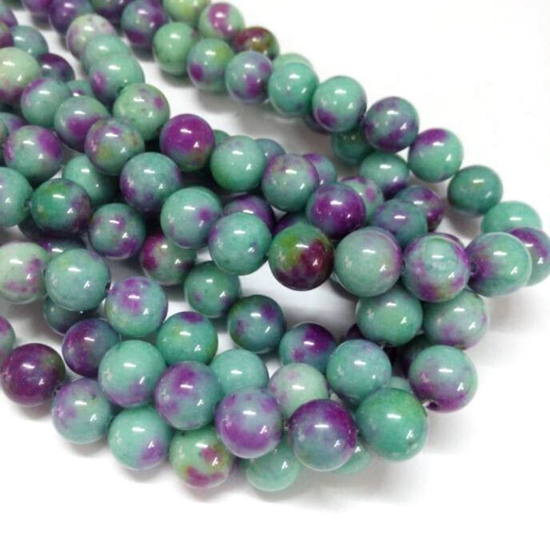 Natural White Jade Beads Strands – Dyed, Round, Colorful, 6mm, Hole: 1mm, Approx. 69pcs/Strand, 15.7” The Pink Bead Shop