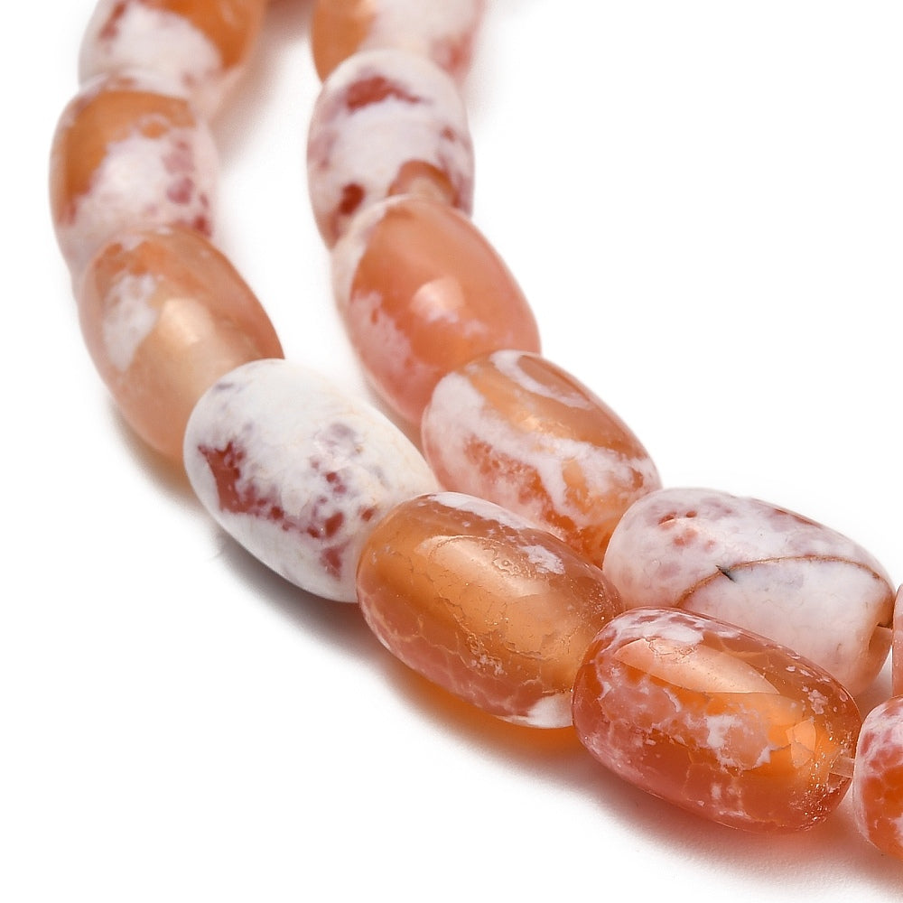 Agate Natural Stone Beads – Barrel Shape 12–12.5×8–8.5mm Dyed  Heated Orange& Heated The Pink Bead Shop