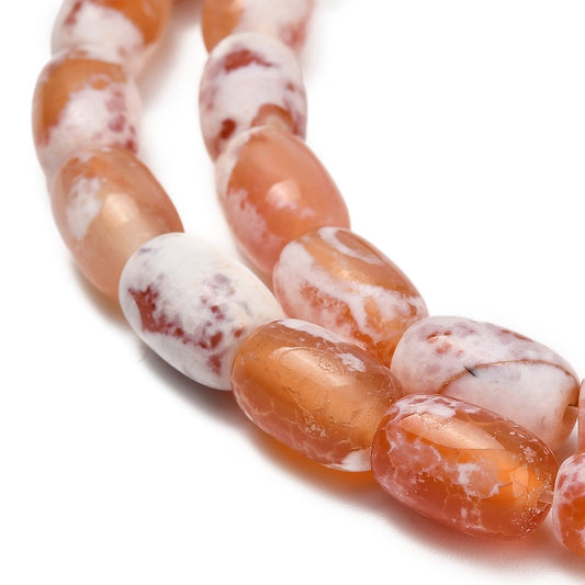 Agate Natural Stone Beads – Barrel Shape 12–12.5×8–8.5mm Dyed  Heated Orange& Heated The Pink Bead Shop