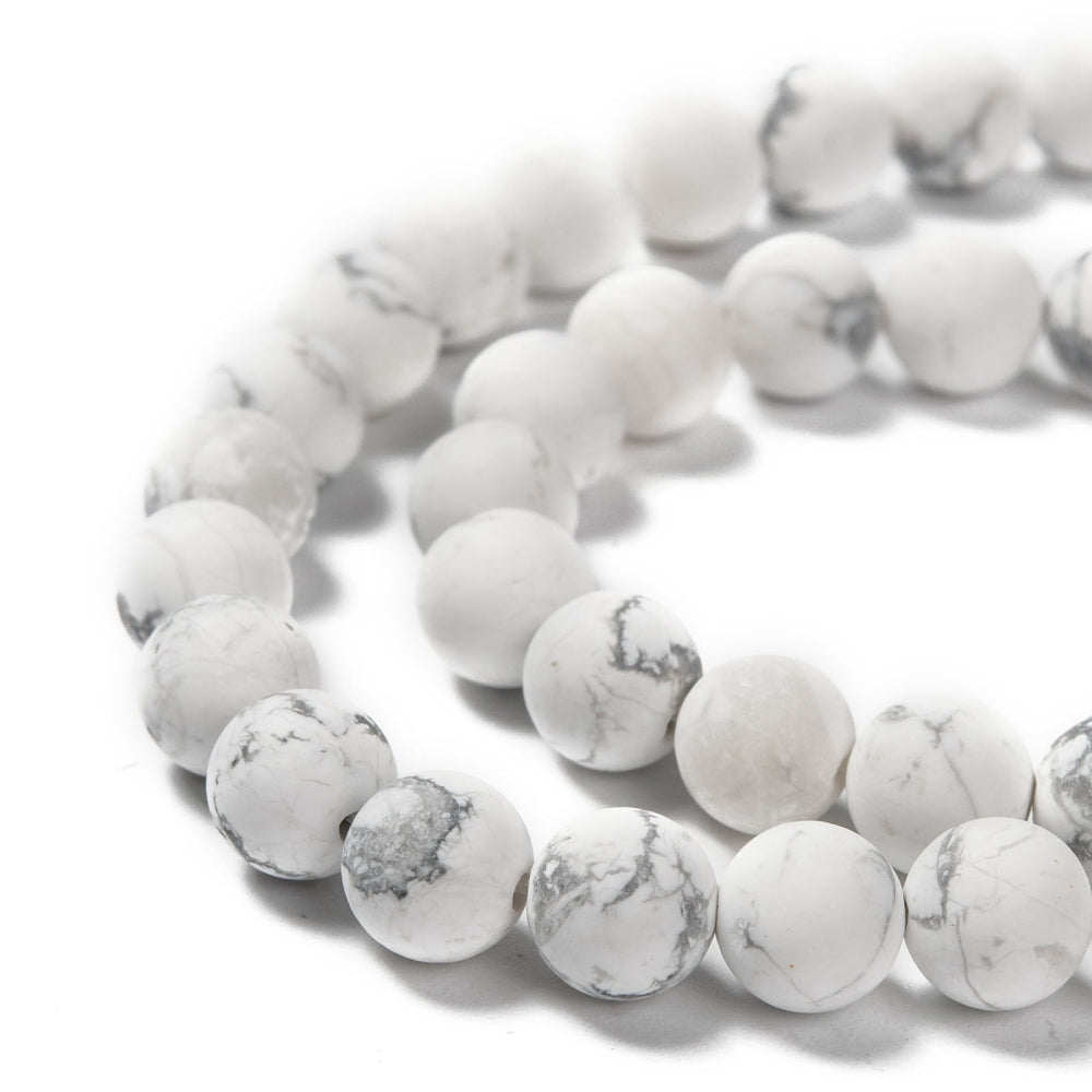 Howlite White Frosted Beads – Assorted Sizes (4mm, 6mm, 8mm) The Pink Bead Shop