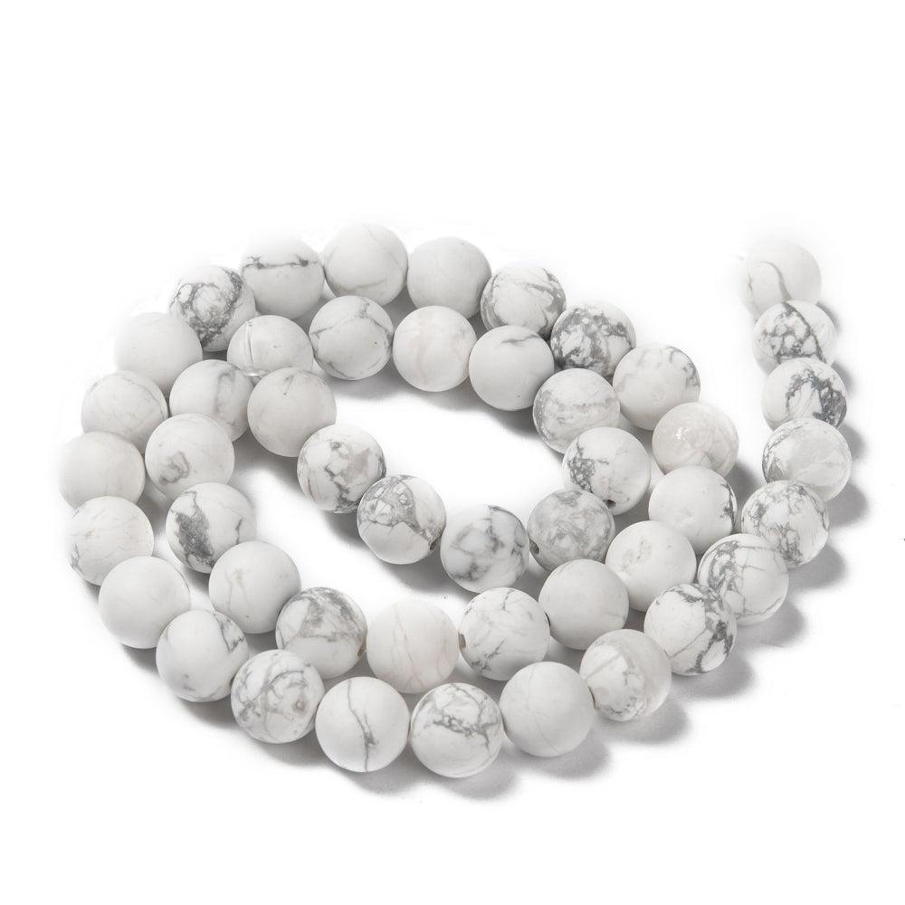 Natural Frosted Howlite Natural Frosted Round Beads – 8mm | The Pink Bead Shop Canada
