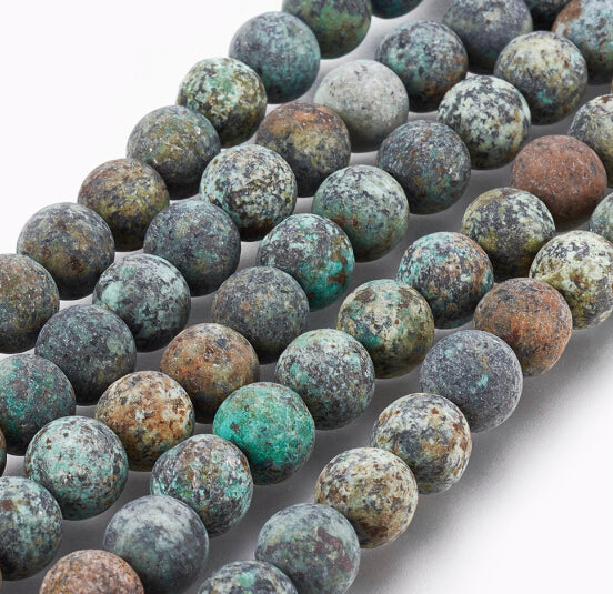 African Turquoise Natural Jasper Beads – Frosted 8mm | The Pink Bead Shop Canada
