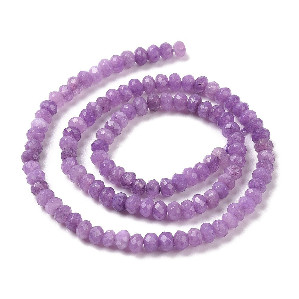 Violet Faceted Malaysia Jade Violet Faceted 4mm Rondelle Beads | The Pink Bead Shop Canada